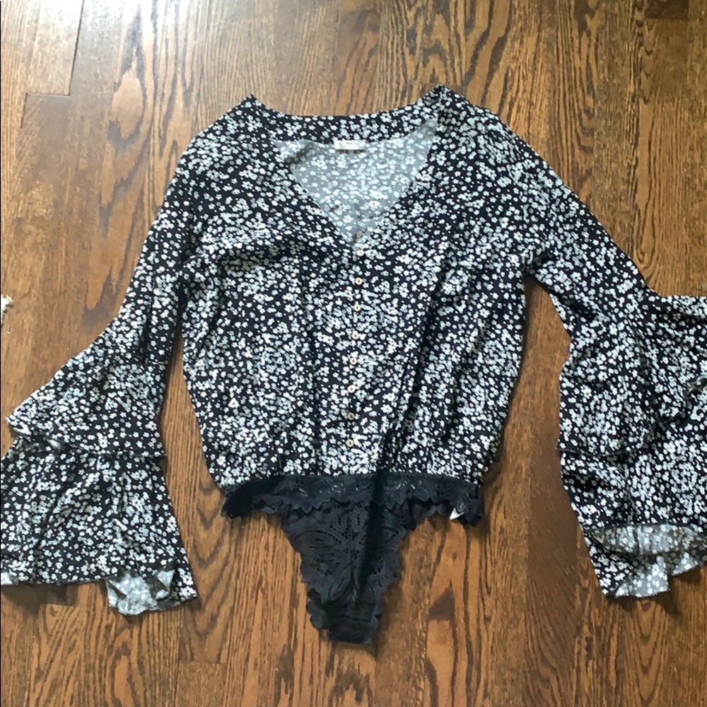 Floral Black & White Bodysuit